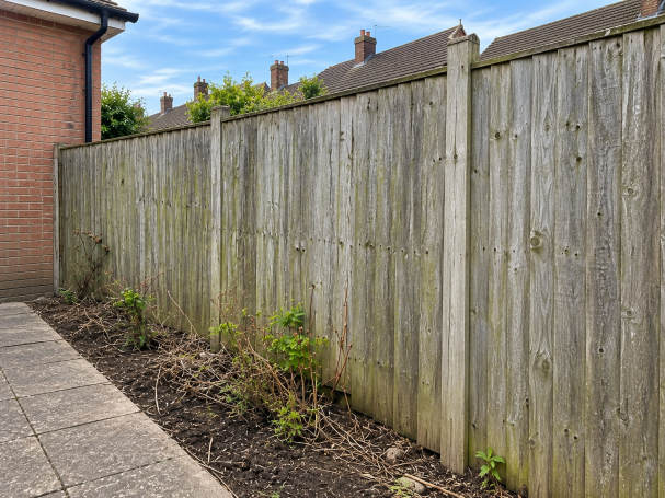 Garden Trellis Installation – Before Existing garden fence before trellis installation